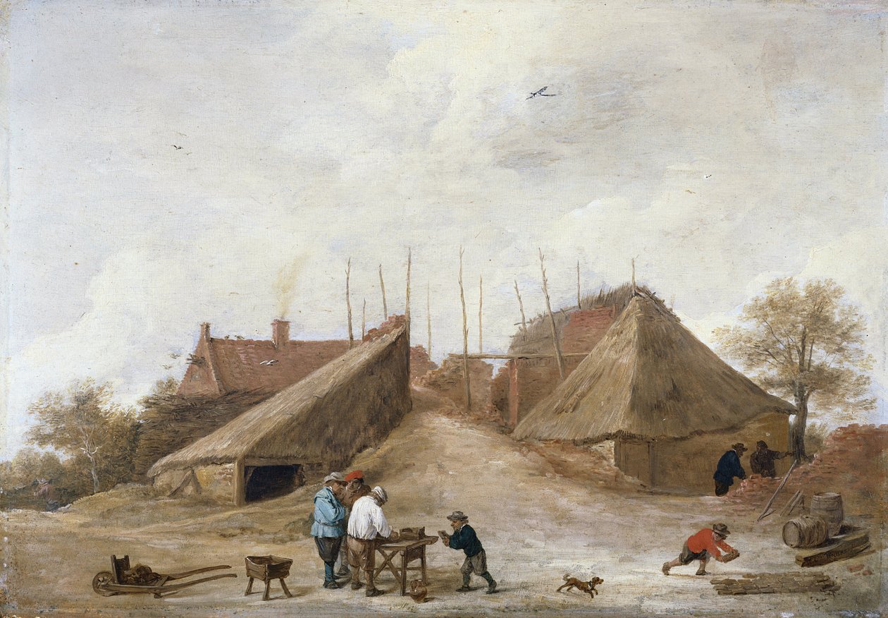 围着桌子围着数字的农场围场 作者 大卫·特尼尔斯（David Teniers）