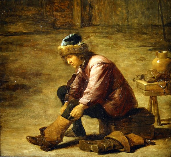 拉扯起动的一个年轻人 作者 大卫·特尼尔斯（David Teniers）