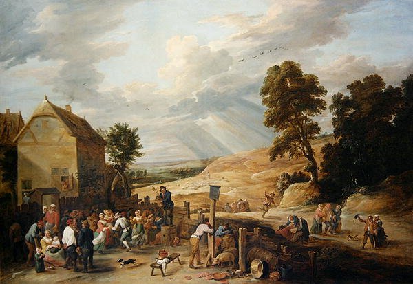旅店前的乡村舞蹈（布面油画） 作者 大卫·特尼尔斯（David Teniers）