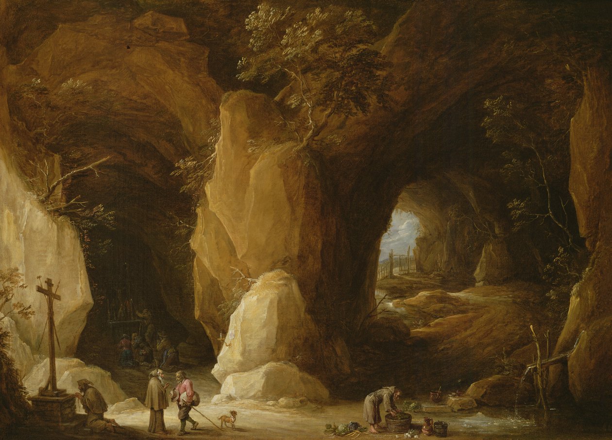 在17世纪的洞穴中隐士 作者 大卫·特尼尔斯（David Teniers）