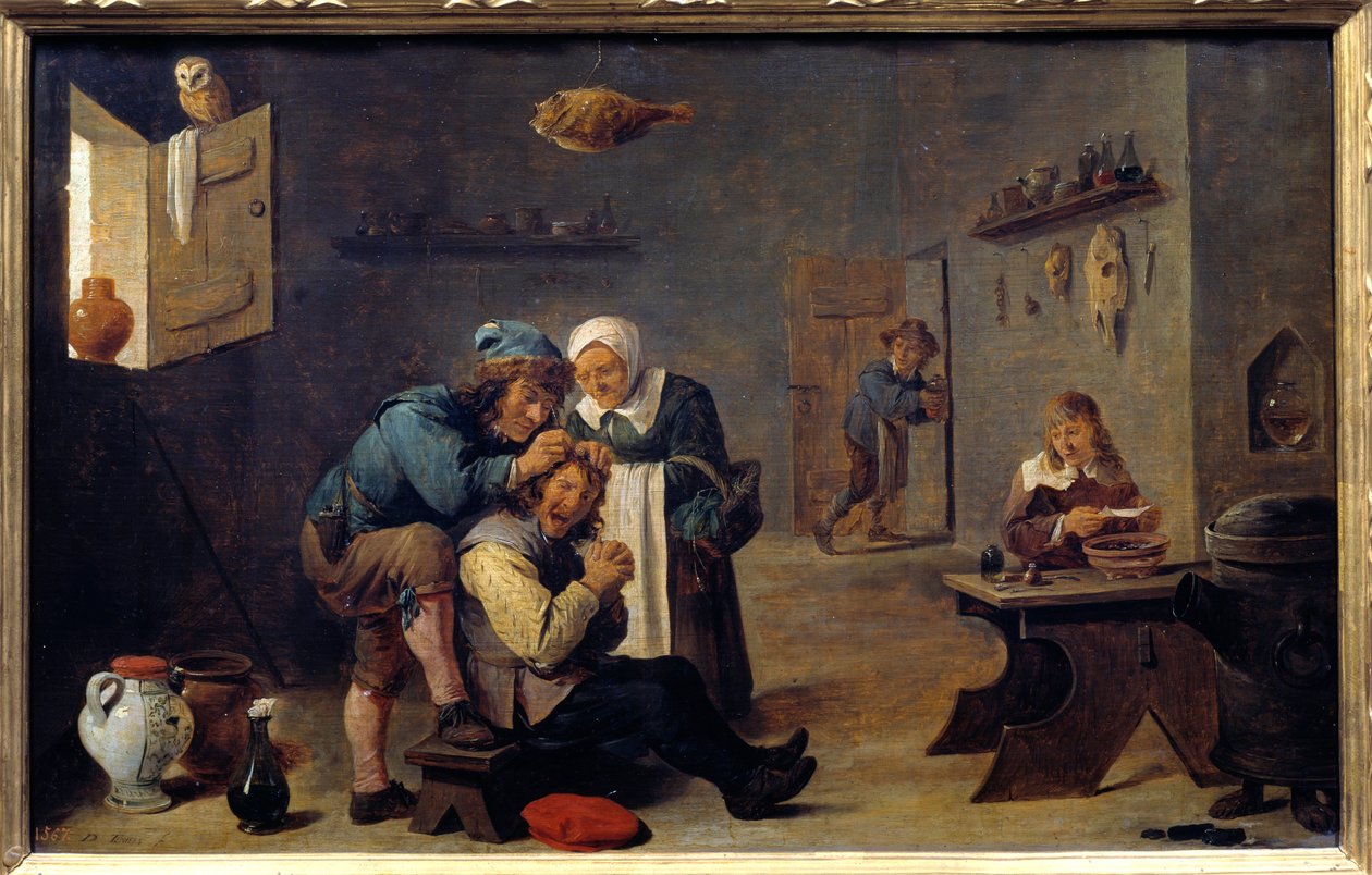 Medicine: “” The surgical operation”” Painting by David Teniers II the young (1610-1690) (ec.flam.) Sun. 0,33x0,25 m Madrid, Prado Museum 作者 大卫·特尼尔斯（David Teniers）