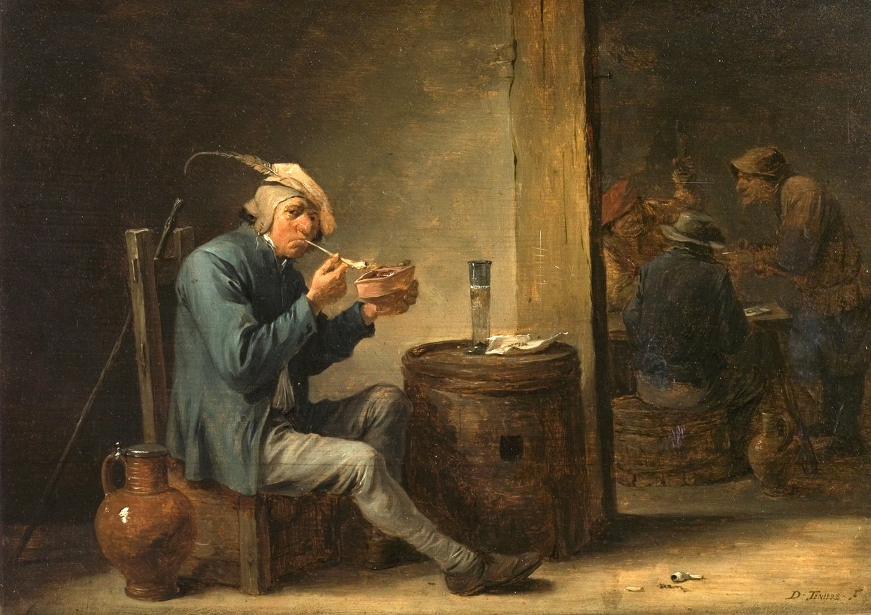 农民在内部吸烟 作者 大卫·特尼尔斯（David Teniers）