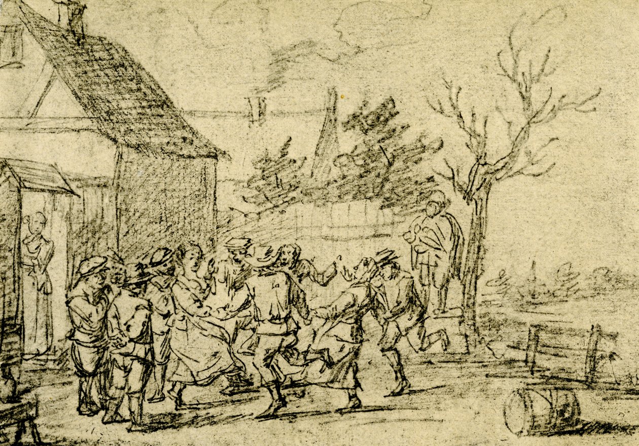 农民在房子前面跳舞 作者 大卫·特尼尔斯（David Teniers）