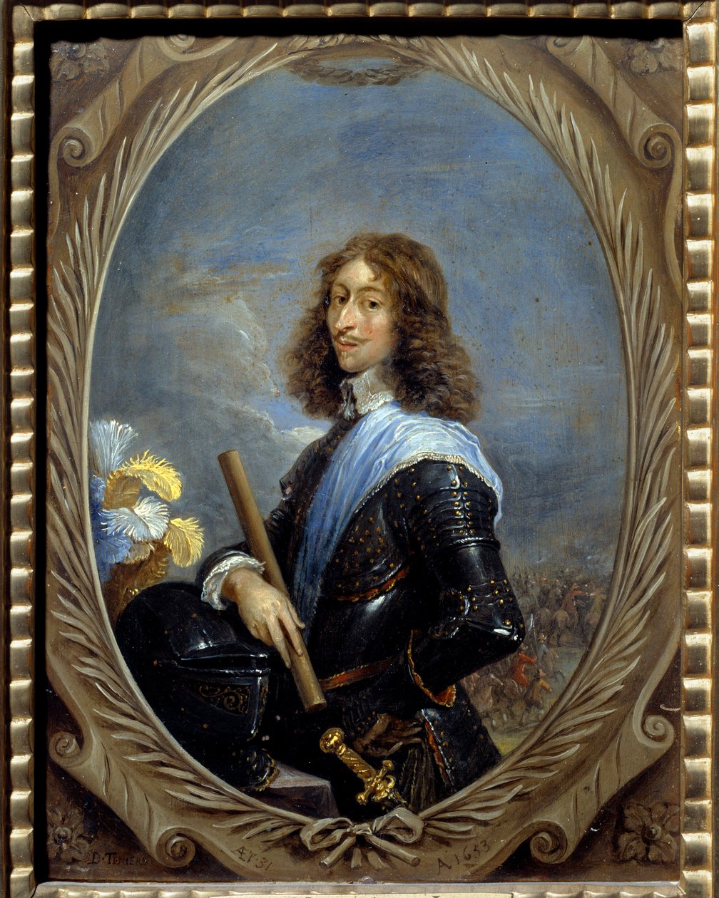 路易·德·波旁 (Louis de Bourbon) 的肖像，第四代孔德 (Bourbon-Conde) 王子 (1621-1686) David Teniers II Le Jeune (1610-1690) 1653 年作画。 0.22 x 0.16 m 尚蒂伊，康德博物馆 作者 大卫·特尼尔斯（David Teniers）