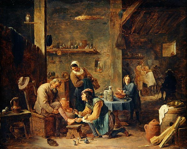 理发店（橡木上的油画） 作者 大卫·特尼尔斯（David Teniers）
