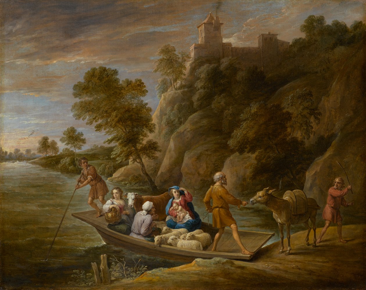 逃往埃及》，约1660年代（布面油画）。 作者 大卫·特尼尔斯（David Teniers）