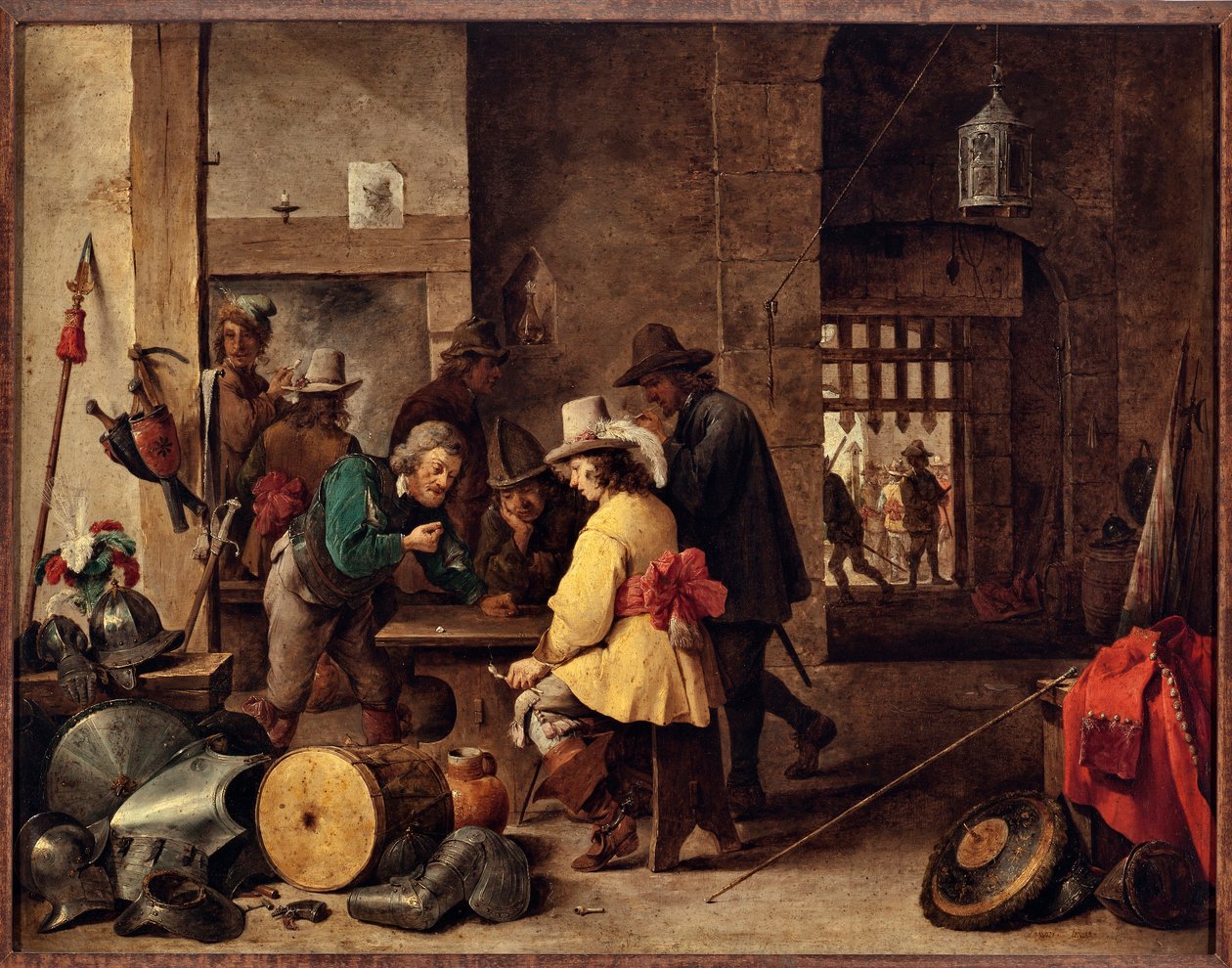 The guard house, soldiers playing and betting Painting by David Teniers the young (1610-1690) 作者 大卫·特尼尔斯（David Teniers）