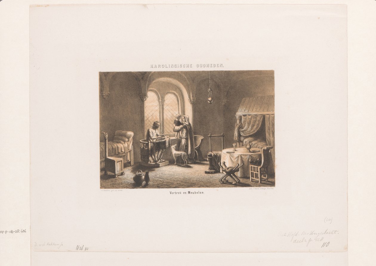 Karolingisch interieur Karolingische Oudheden; Vertrek en meubelen (title on object) 作者 大卫·范德凯伦