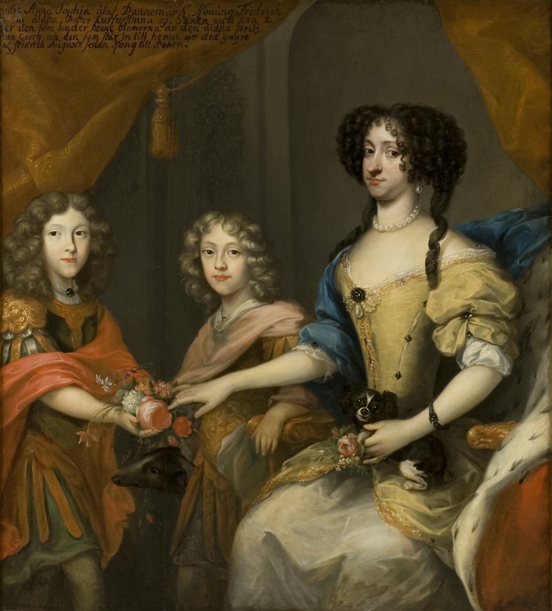 安娜索菲亚，萨克森州的丹麦公主，她的儿子Johann Georg和Friedrich August，c.1680 作者 戴维·冯·克拉夫特