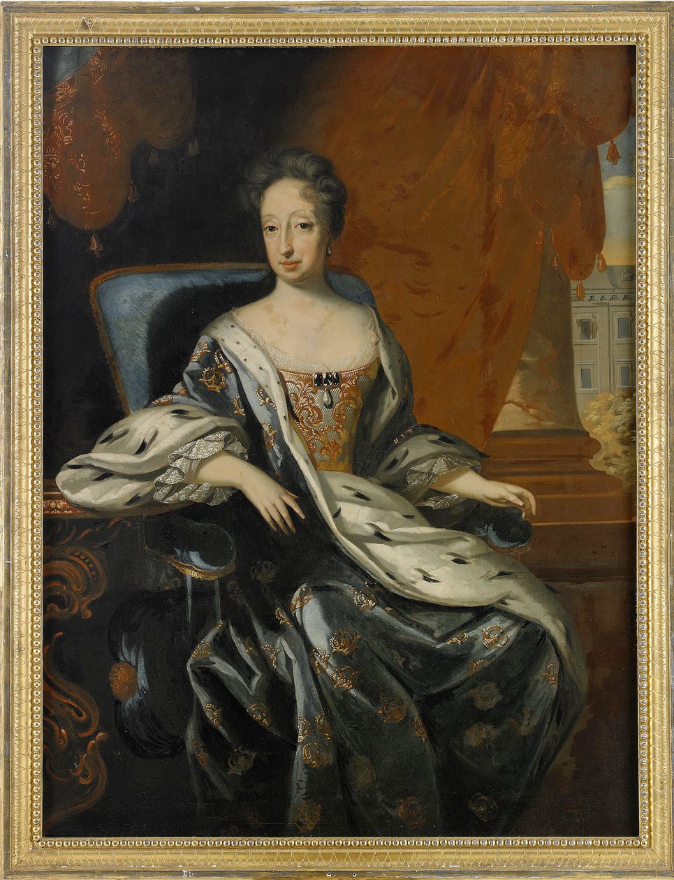 Edwige Eleonore de Holstein Gottorp（1636-1715 年）的肖像，reine de Suede et de Finlande（Hedvig Eleonora of Holstein-Gottorp，瑞典王后） -Peinture de David von Krafft（1655-1724 年），纸上水彩（143x107 厘米） - 私人收藏 作者 戴维·冯·克拉夫特