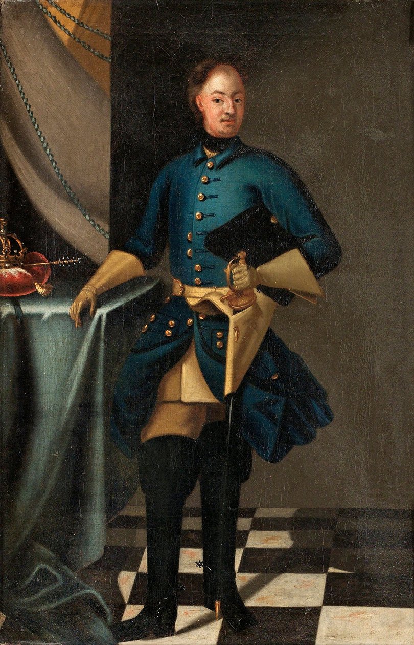 Portrait du roi Charles XII de Suede (1682-1718) - Peinture de David von Krafft (1655-1724), huile sur toile, vers 1716, 46,5x30,5 cm - Portrait of the King Charles XII of Sweden, Oil on canvas by David von Krafft - Private Collection 作者 戴维·冯·克拉夫特