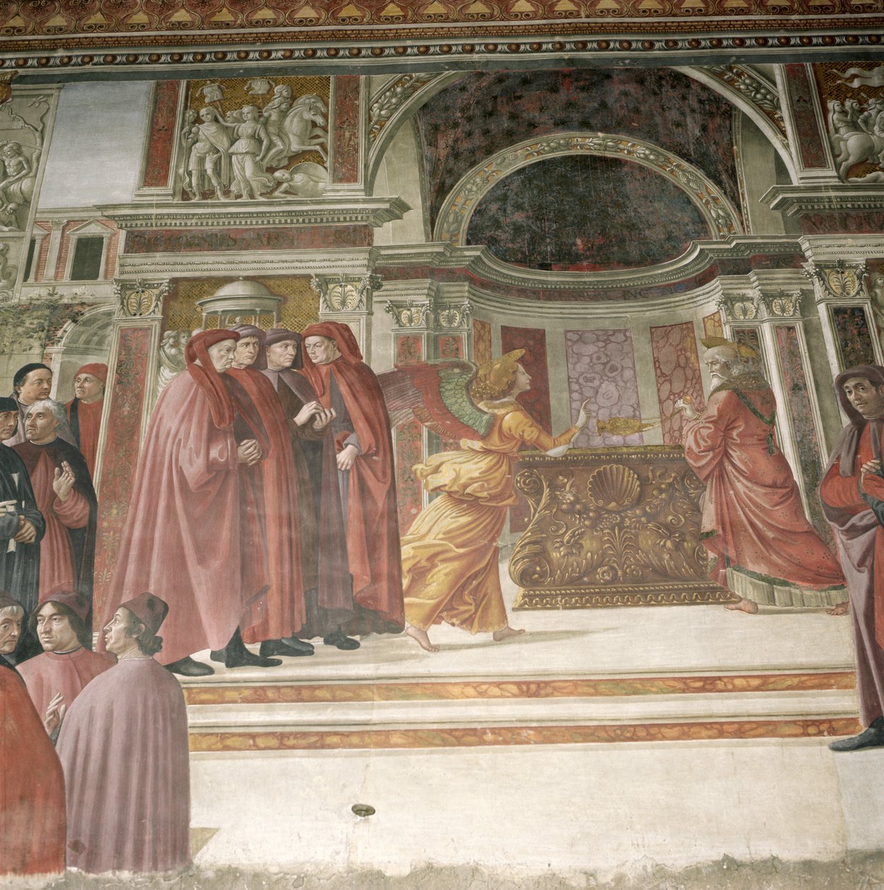天使出现在寺庙的圣扎卡里亚斯，1485-90 作者 多梅尼科·吉兰达约（Domenico Ghirlandaio）