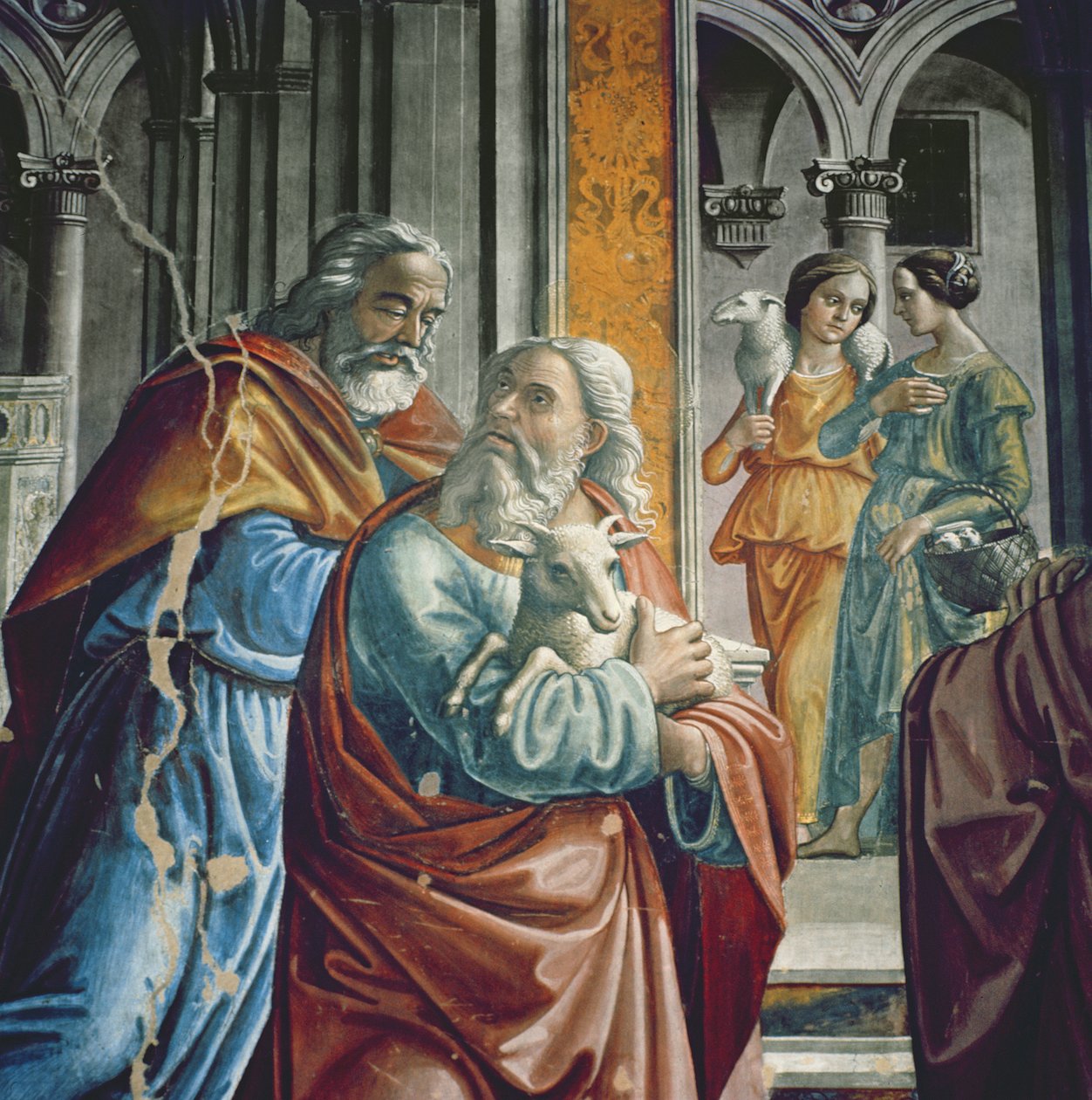 从寺庙驱逐约阿希姆，细节，1485-90 作者 多梅尼科·吉兰达约（Domenico Ghirlandaio）