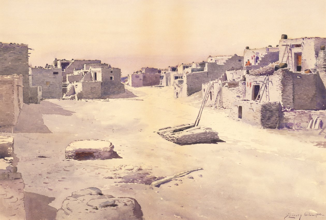 亚利桑那州图萨扬市奥莱比普韦布洛的街道，1888年。 作者 德兰西吉尔