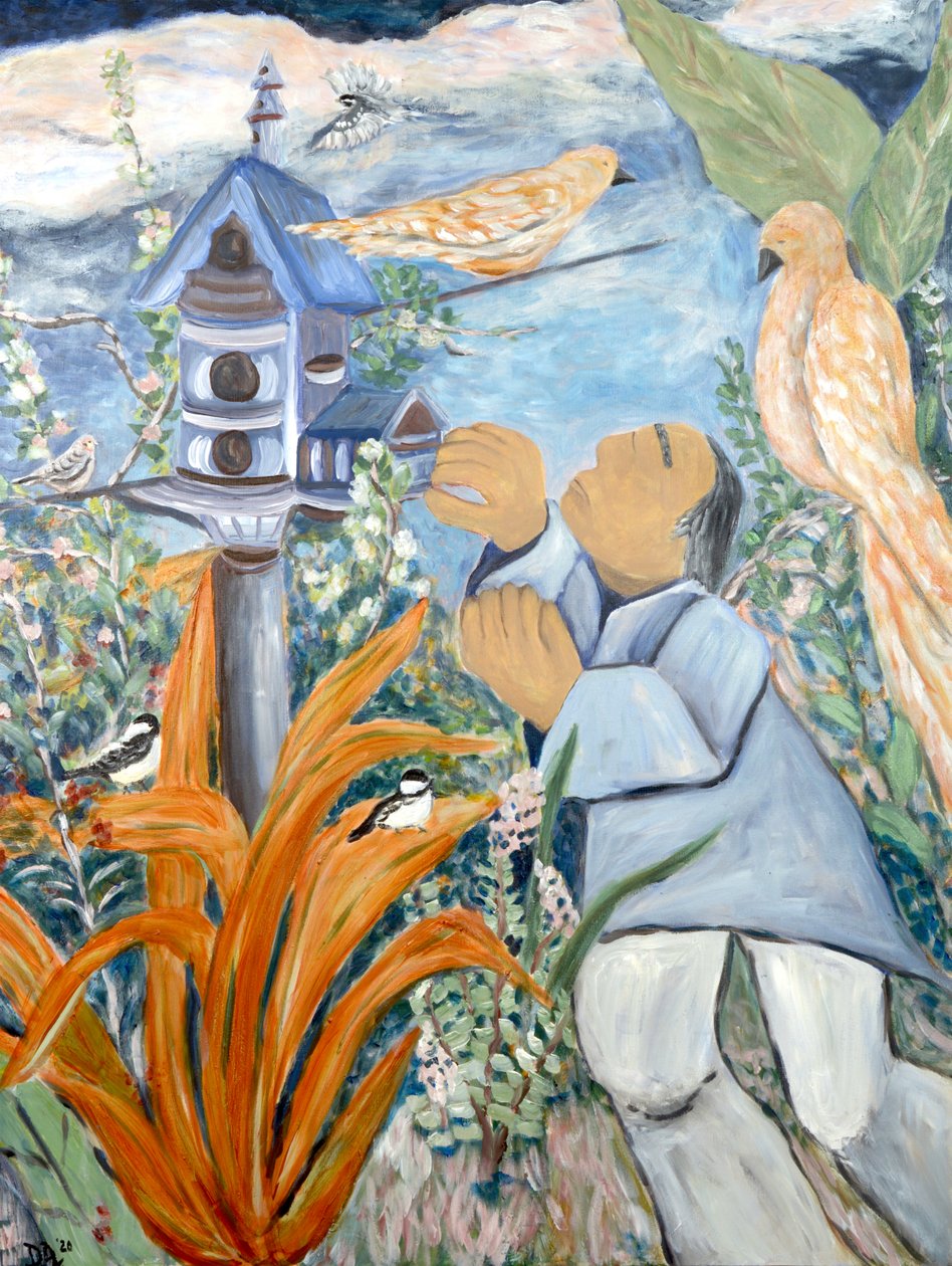 鸟人》，2020 年（丙烯酸画布） 作者 黛博拉·伊芙·阿拉斯特拉