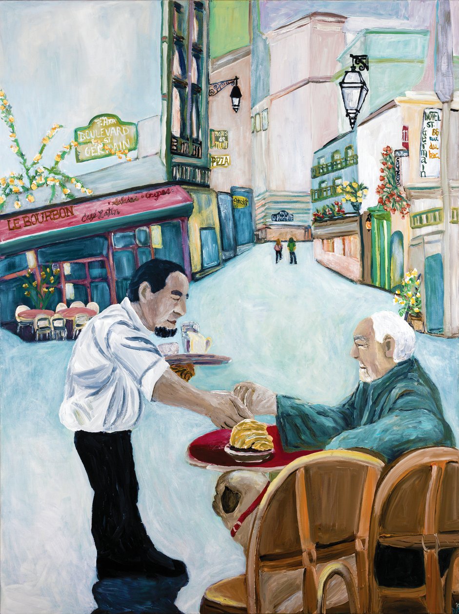 圣日耳曼咖啡馆》，2017 年（丙烯酸画布） 作者 黛博拉·伊芙·阿拉斯特拉