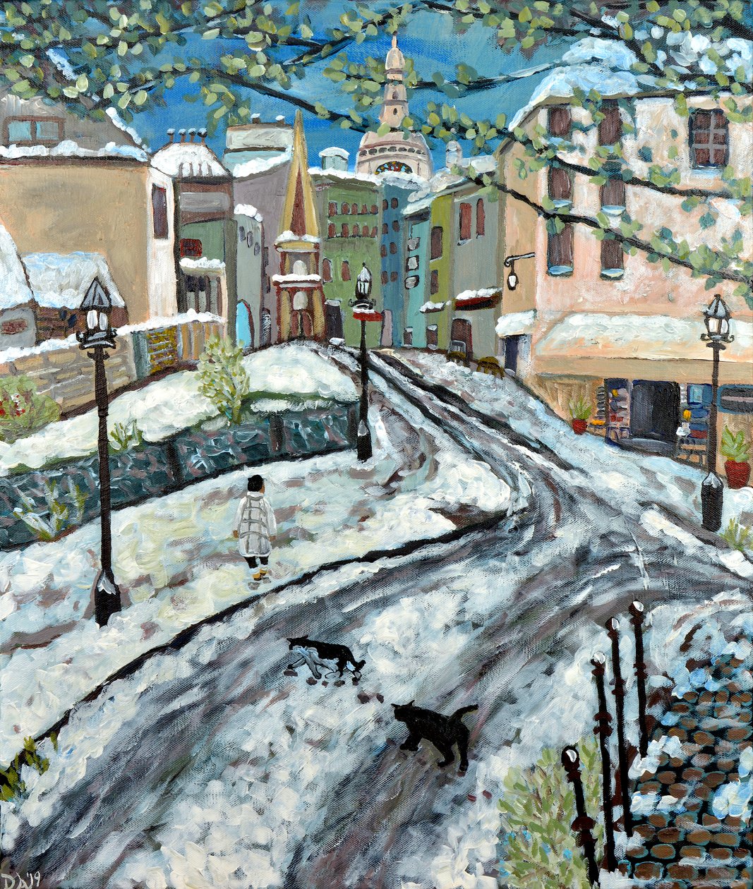 蒙马特初雪》，2020 年，丙烯酸画布 作者 黛博拉·伊芙·阿拉斯特拉