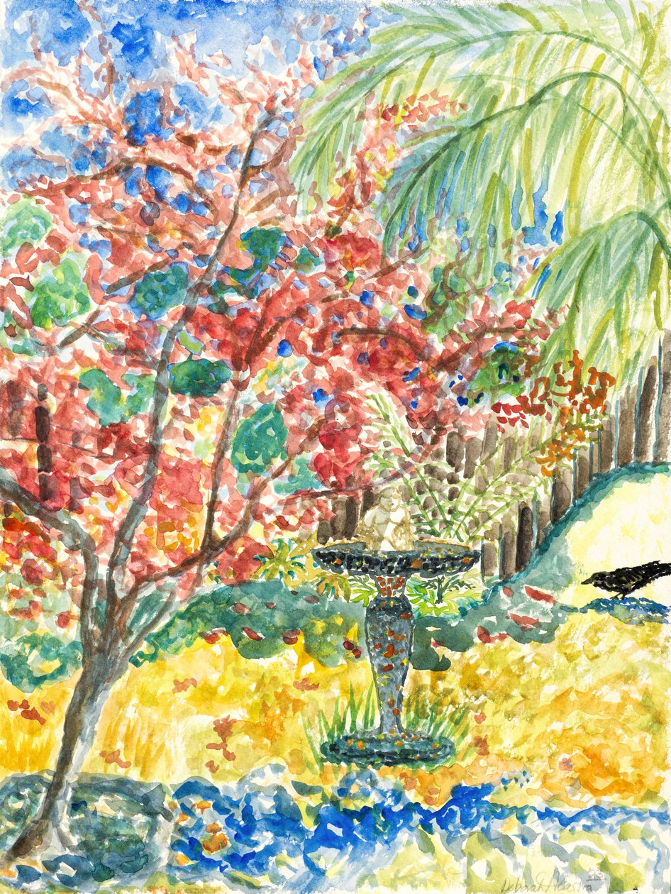 花园景观，2023 年（水彩画） 作者 黛博拉·伊芙·阿拉斯特拉