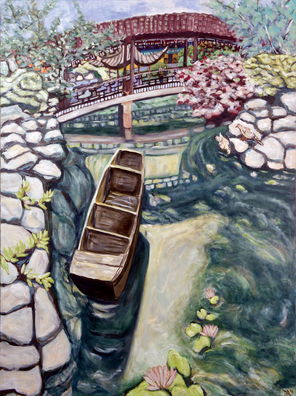 甘肃独木舟，2018（丙烯酸画布） 作者 黛博拉·伊芙·阿拉斯特拉