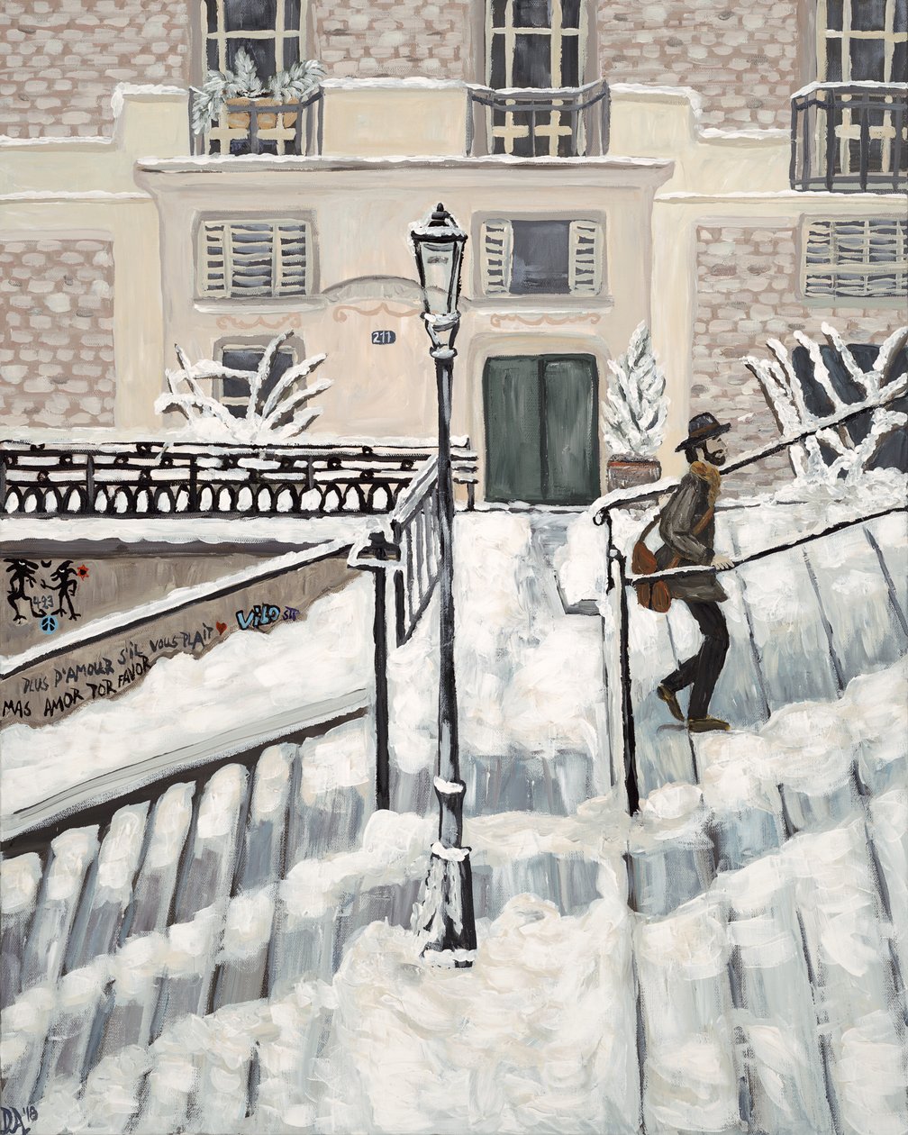 蒙马特雪》，2017 年（丙烯酸画布） 作者 黛博拉·伊芙·阿拉斯特拉