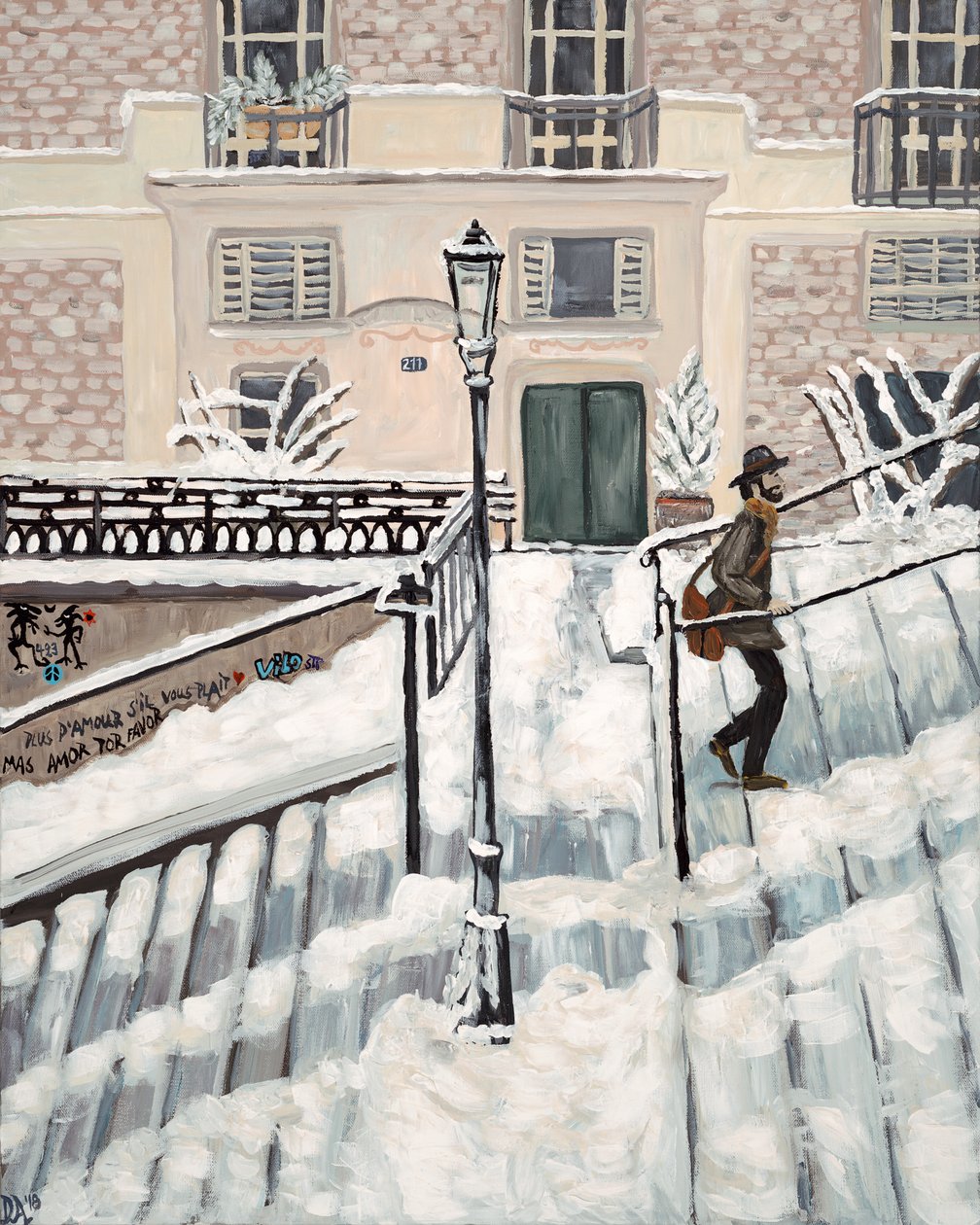 蒙马特雪》，2018 年（丙烯酸画布） 作者 黛博拉·伊芙·阿拉斯特拉