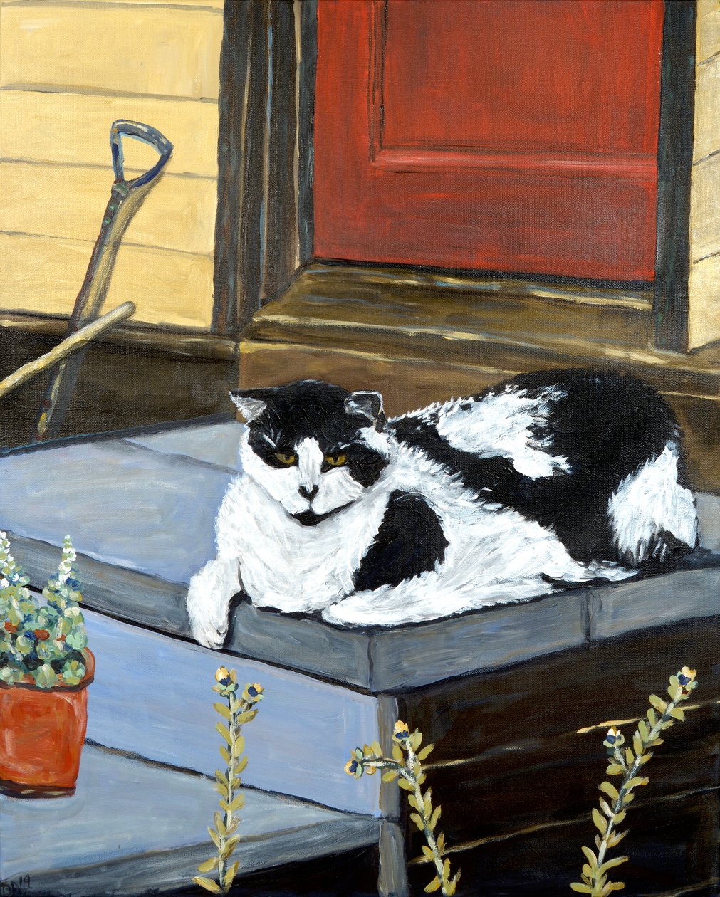 邻居的猫》，2020 年（丙烯酸画布） 作者 黛博拉·伊芙·阿拉斯特拉