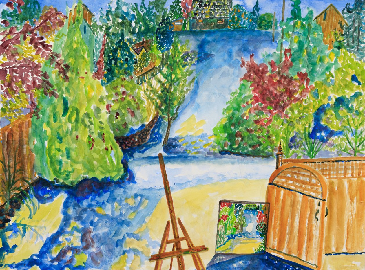 新工作室景观，2023 年（纸面水彩画） 作者 黛博拉·伊芙·阿拉斯特拉