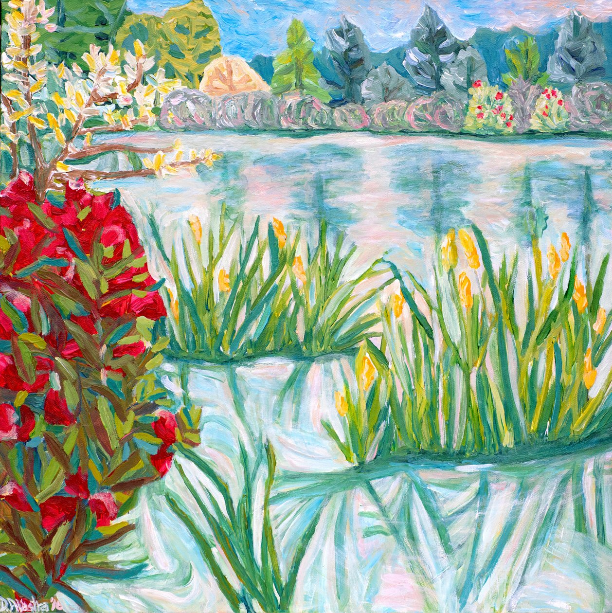 红杜鹃》，2015 年（丙烯酸画布） 作者 黛博拉·伊芙·阿拉斯特拉
