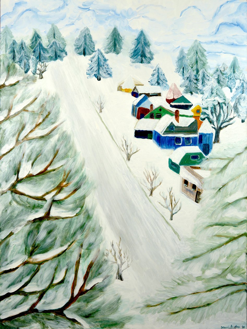村庄的雪》，2014 年，丙烯酸画布 作者 黛博拉·伊芙·阿拉斯特拉