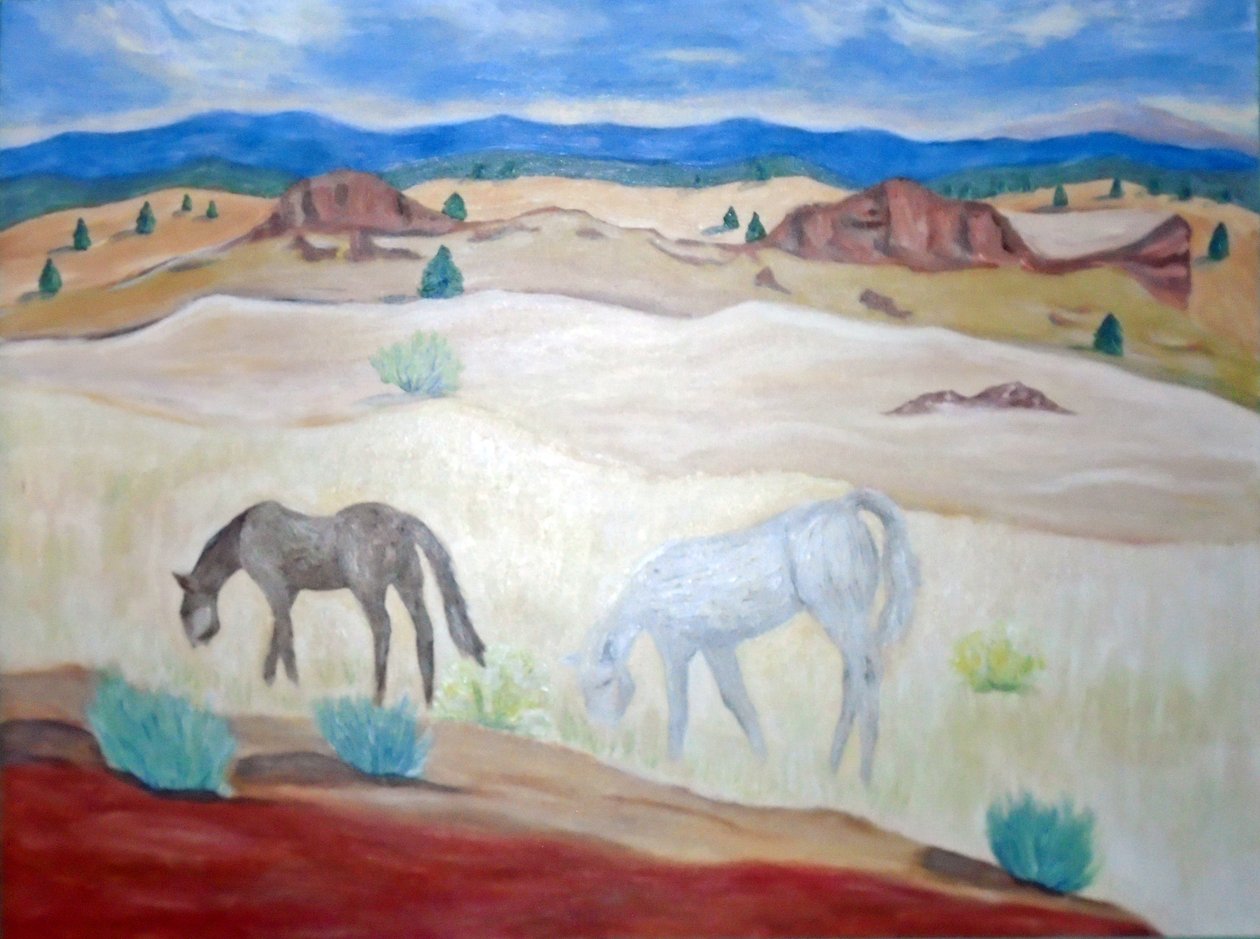 野马暖泉，2011 年（丙烯酸画布） 作者 黛博拉·伊芙·阿拉斯特拉