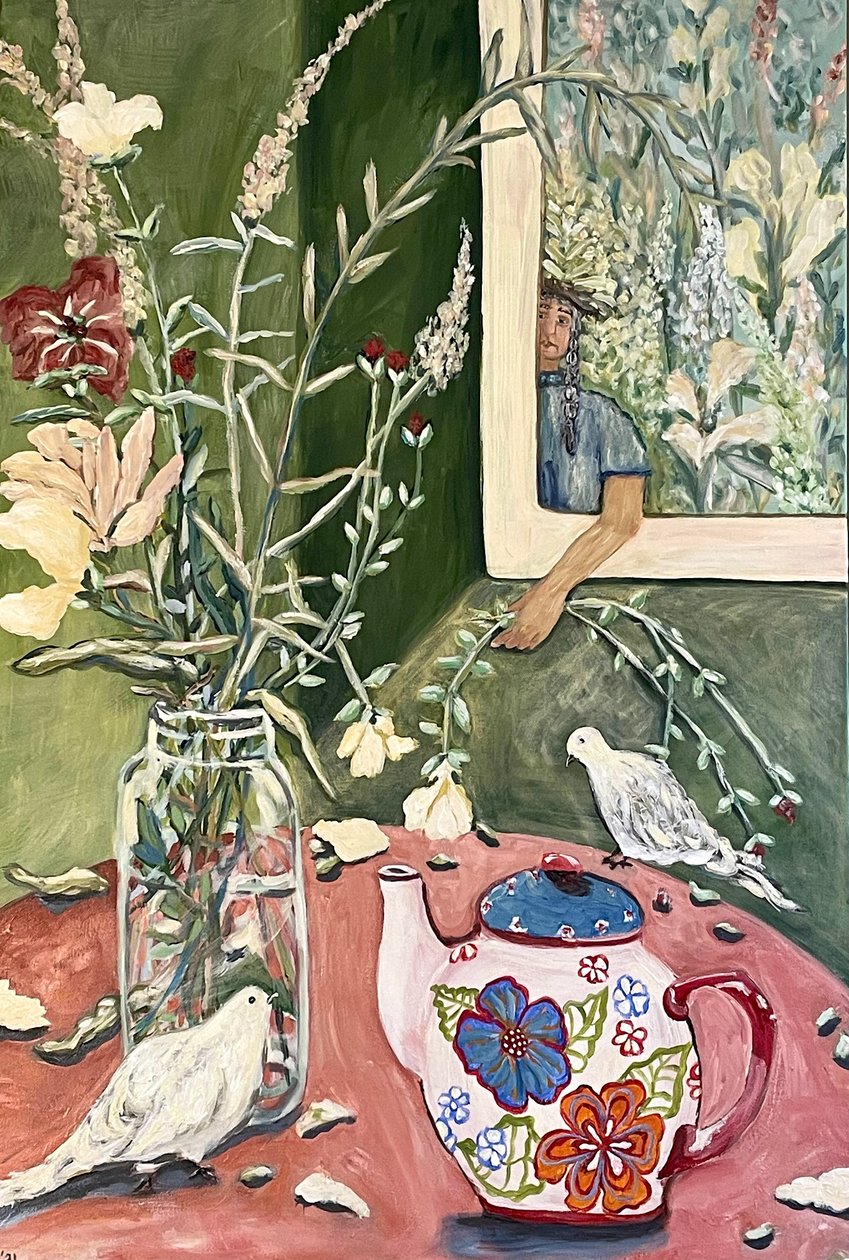 野花茶，2024 年（丙烯酸画布） 作者 黛博拉·伊芙·阿拉斯特拉