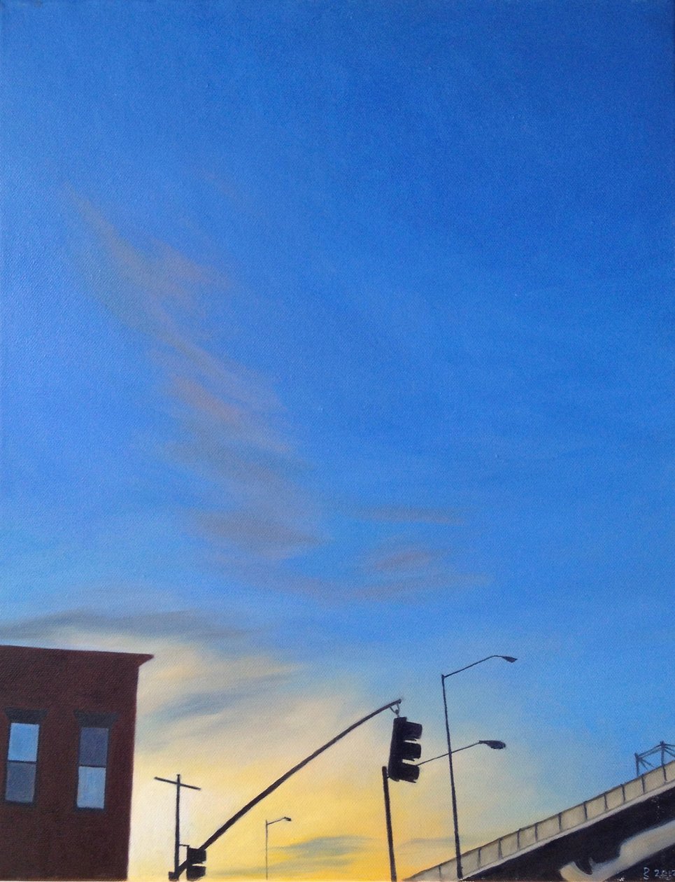 布鲁克林 BQE 的黄昏，2012 年（布面油画） 作者 黛博拉·史蒂文森