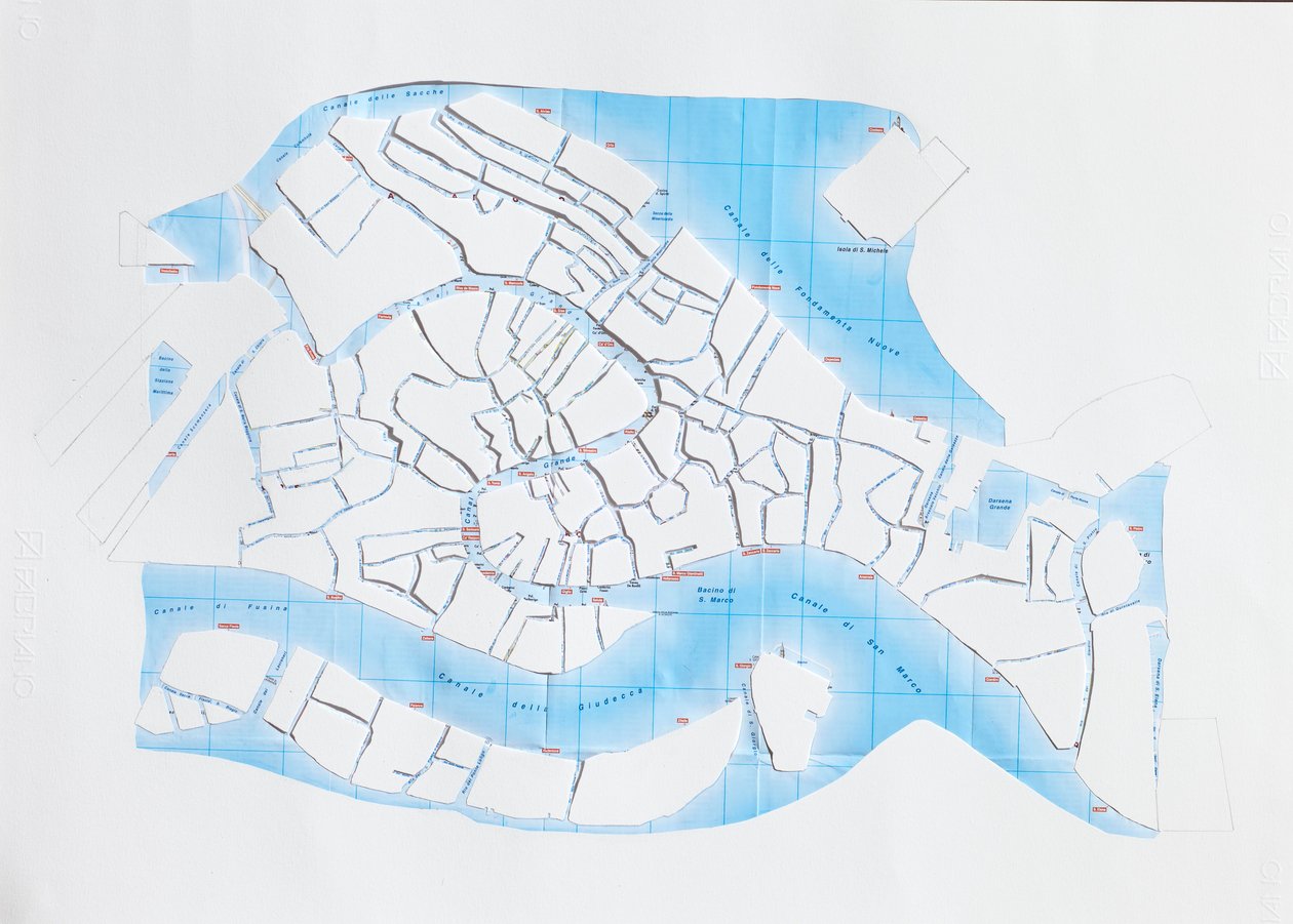 威尼斯液体街，2008年（剪纸拼贴） 作者 迪尔德丽·凯利