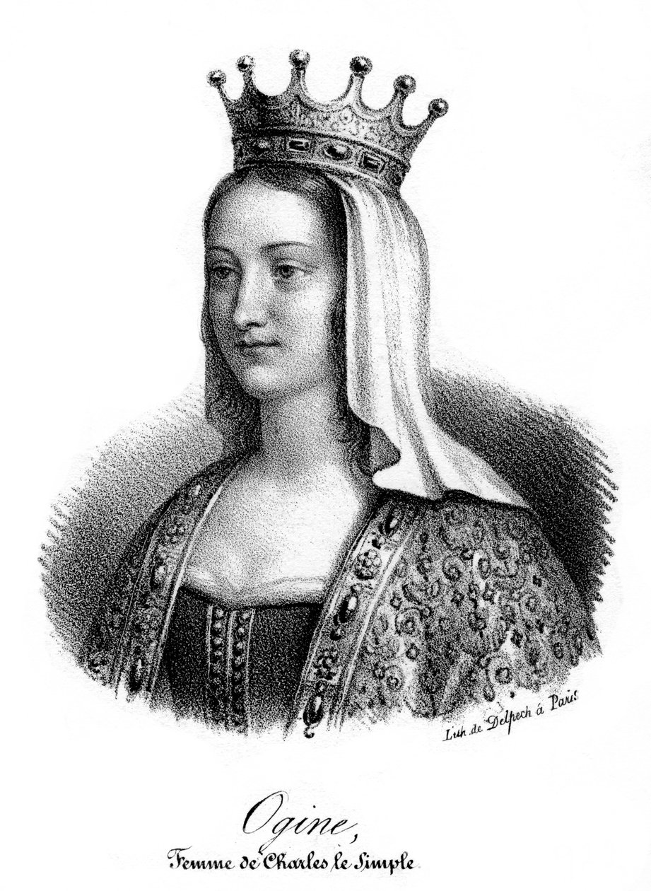 韦塞克斯（Wessex）的埃德吉夫（Edgifu），查尔斯三世（Charles III）的伴侣法国的简单（Simple of France），十九世纪 作者 德尔佩奇