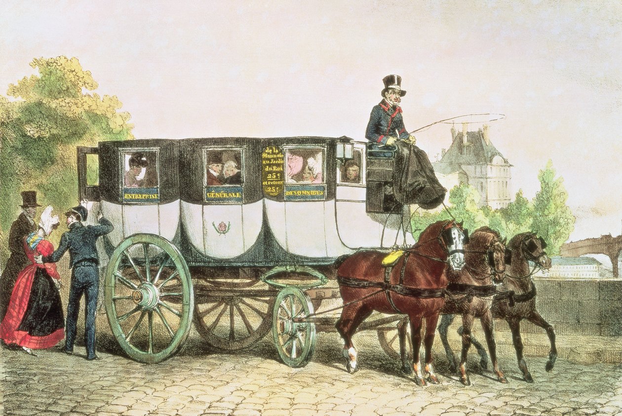 &39;Omnibus General Company&39;，从Monnaie到Jardin du Roi的教练，1815年 作者 丹尼斯·奥古斯特·玛丽·拉夫特
