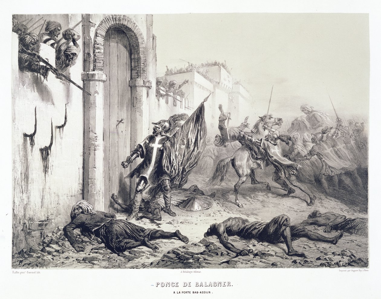 位于Bab-Azoun门的Ponce de Balagner，纪念1830年捕获阿尔及尔的法国远征军，由Eugene Charles Francois Guerard（1821-66）雕刻 作者 丹尼斯·奥古斯特·玛丽·拉夫特