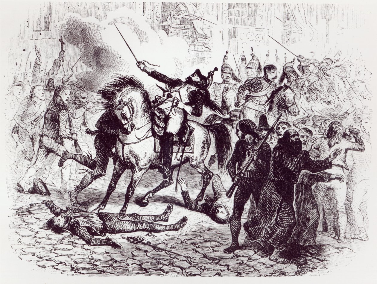 1808年5月2日，马德里的起义，1839年由M. de Norvins的&39;Histoire de Napoleon&39;创作 作者 丹尼斯·奥古斯特·玛丽·拉夫特