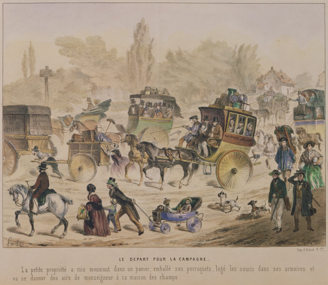 十九世纪中叶出发前往该国（彩色石版画） 作者 丹尼斯·克莱门特·普鲁什