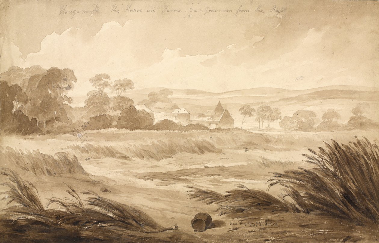 &39;没有1 Hougomont The House and farme du  -  Gourman from the Right&39;，1815年（wc und paper in paper） 作者 丹尼斯·戴顿