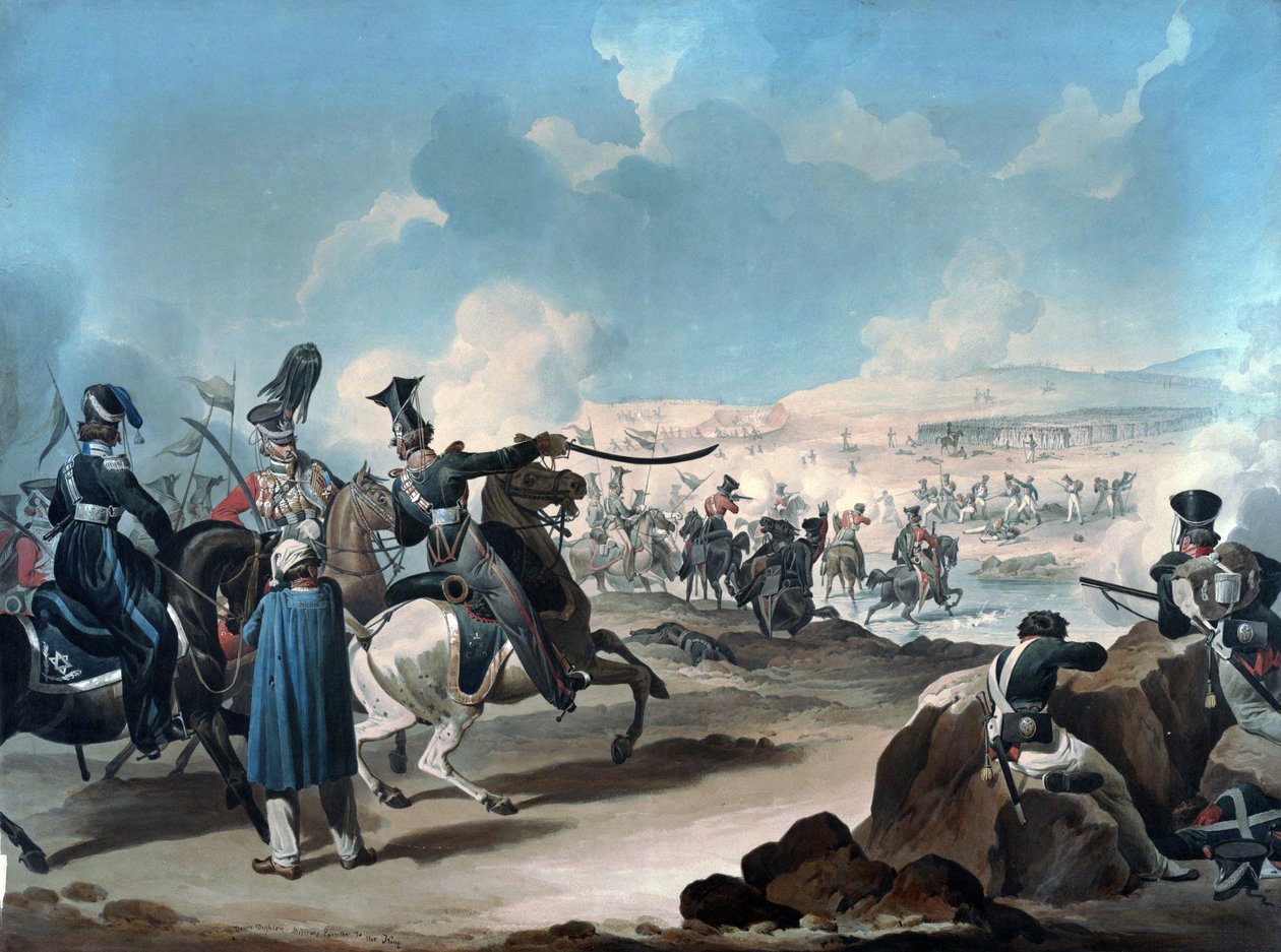 俄国骑兵在博罗迪诺攻击法国步兵(莫斯科之战) - Dighton, Denis (1792-1827) - 约1813年 - 纸上水彩 - 53.8x71.8 - 私人收藏 作者 丹尼斯·戴顿