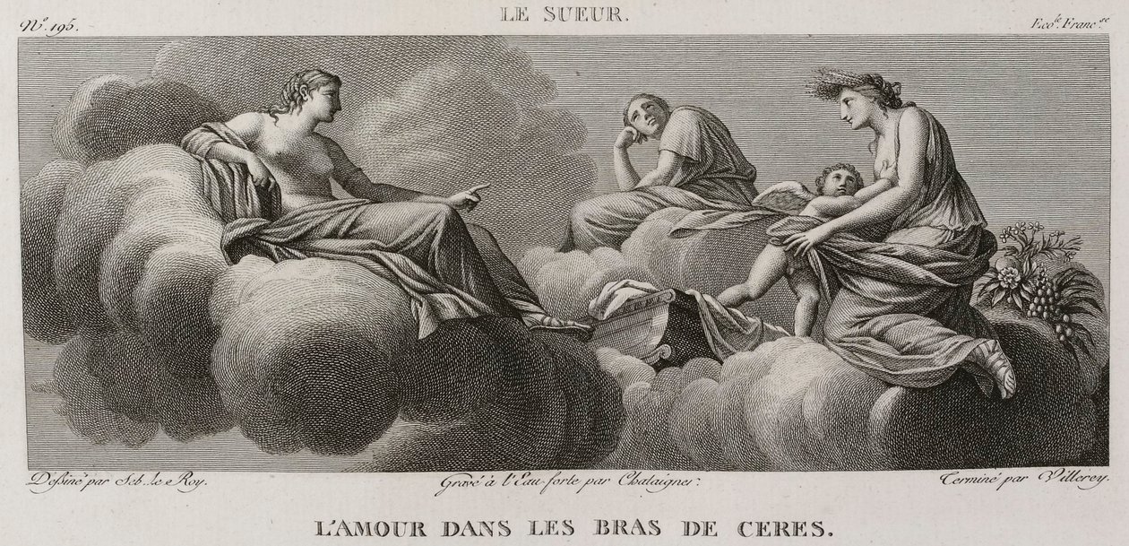 Denis-Sébastien Leroy、Antoine-Claude-François Villerey et Chataigner - Ceres怀抱中的爱情，取材于 Eustache Le Sueur - 1802-1815 年 作者 丹尼斯·塞巴斯蒂安·勒罗伊