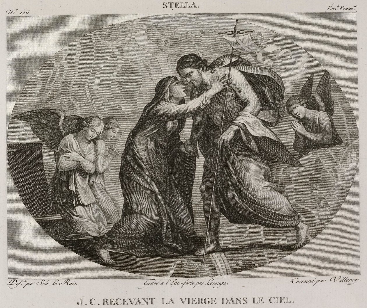 Denis-Sébastien Leroy、Antoine-Claude-François Villerey et Lerouge - 耶稣基督在天堂迎接圣母，取材于雅克-斯特拉 - 1802-1815 年 作者 丹尼斯·塞巴斯蒂安·勒罗伊