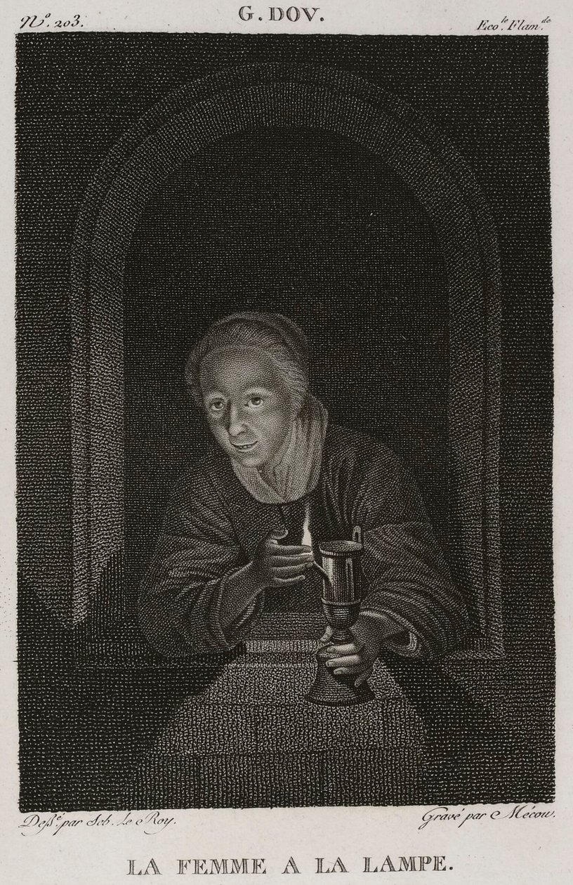 Denis-Sébastien Leroy et Mécou - 提灯的女人，取材于 Gerrit Dou - 1802-1815 年 作者 丹尼斯·塞巴斯蒂安·勒罗伊
