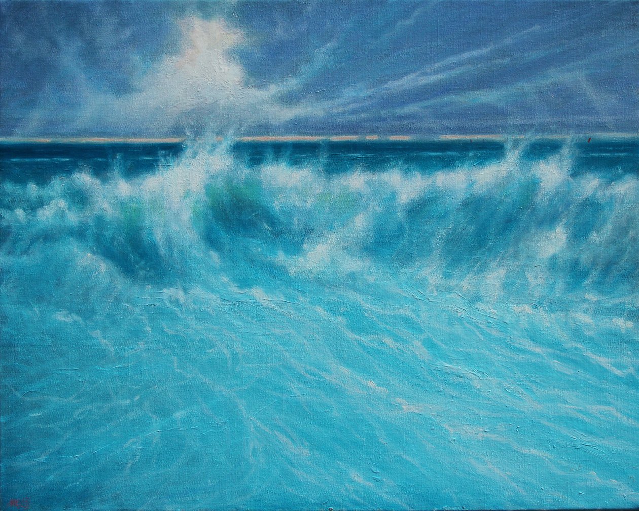 大西洋海岸，2019（布面油画） 作者 德里克·哈尔