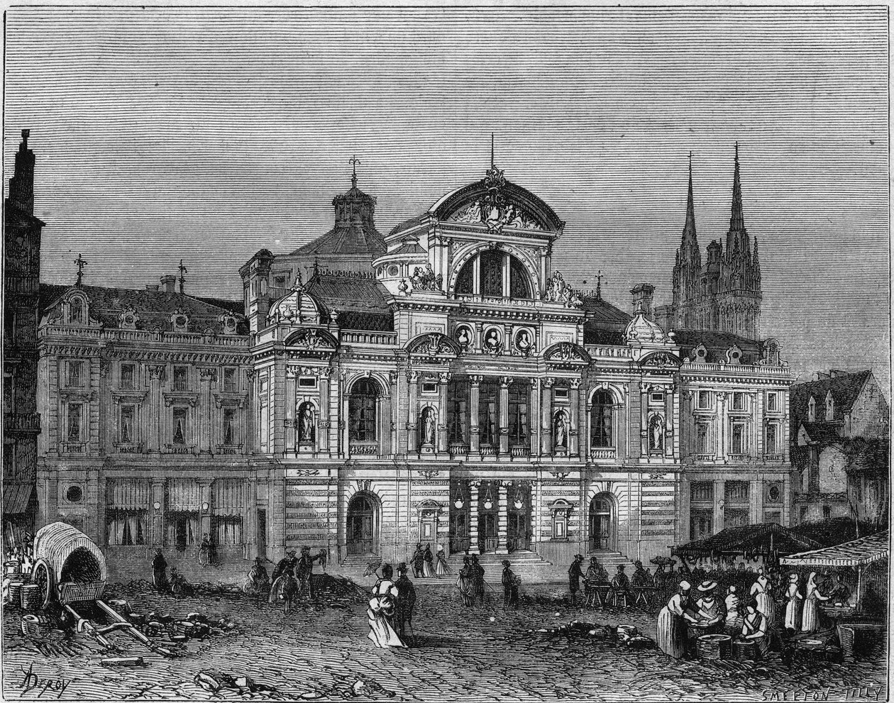 昂热大剧院的外景，根据建筑师Lucien Botrel的计划于1871年完工。缅因河与卢瓦尔河 (49) 作者 Deroy（之后）