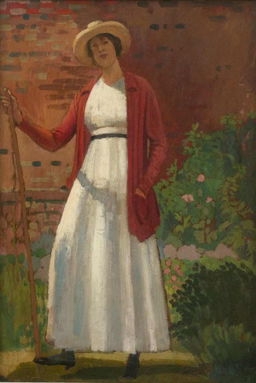 林德拉在花园》，约 1913 年（木板油画） 作者 德文特·李斯
