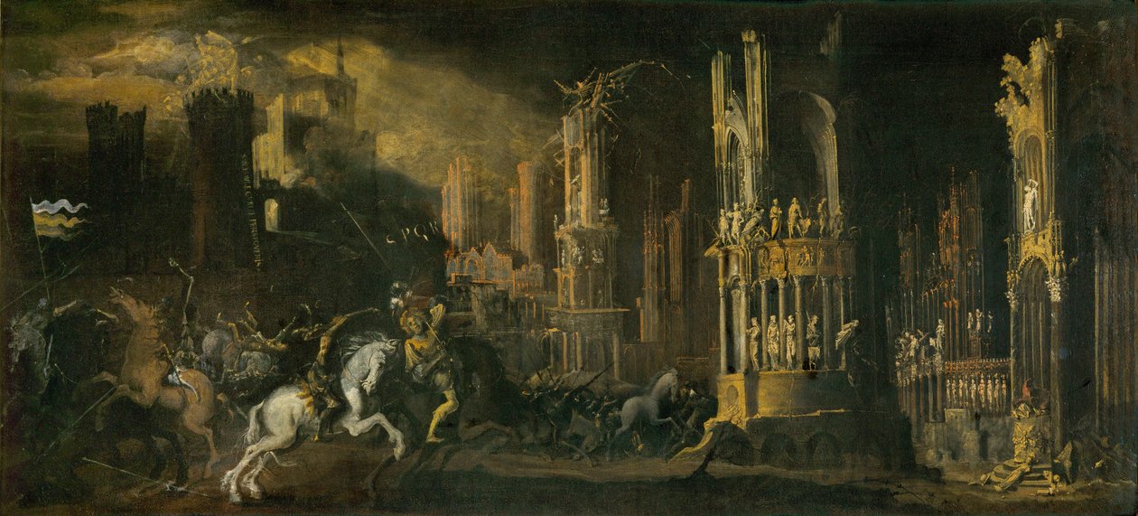 在梦幻般的风景中皈依圣保罗（布面油画） 作者 德西德里奥·蒙苏