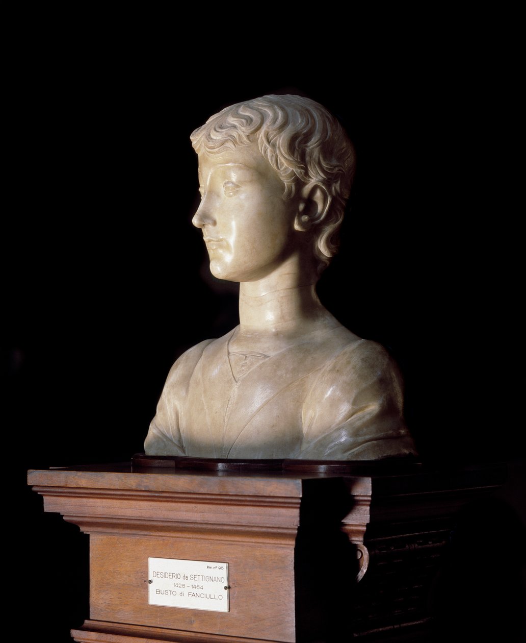 Young man Sculpture by Desiderio da Settignano (ca. 1430-1464) 1450-1455 Dim 40x34,5 cm Florence, Museo Nazionale del Bargello 作者 Desiderio da Settignano