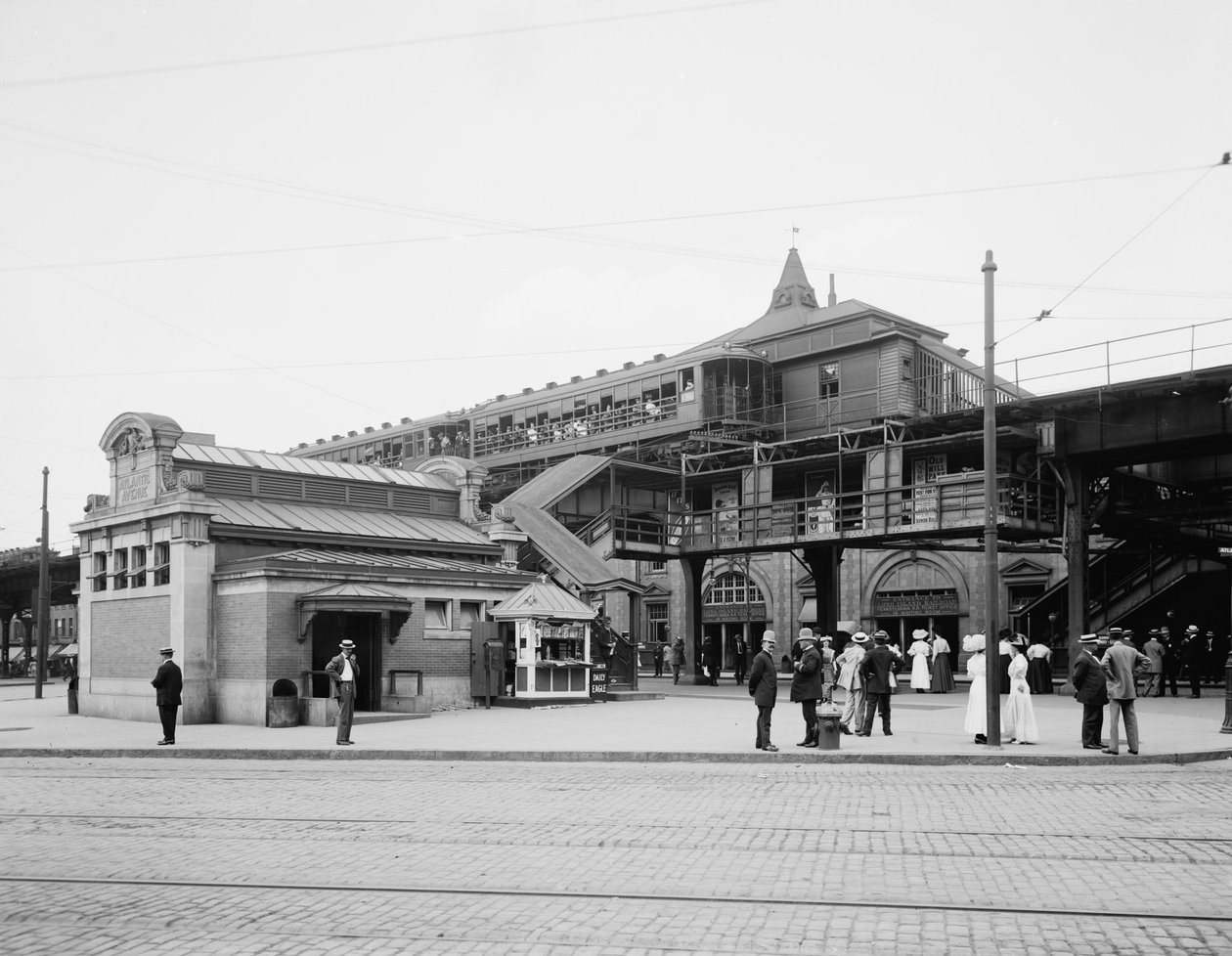 大西洋大道，地铁入口，布鲁克林，纽约，c.1910-20 作者 底特律出版公司