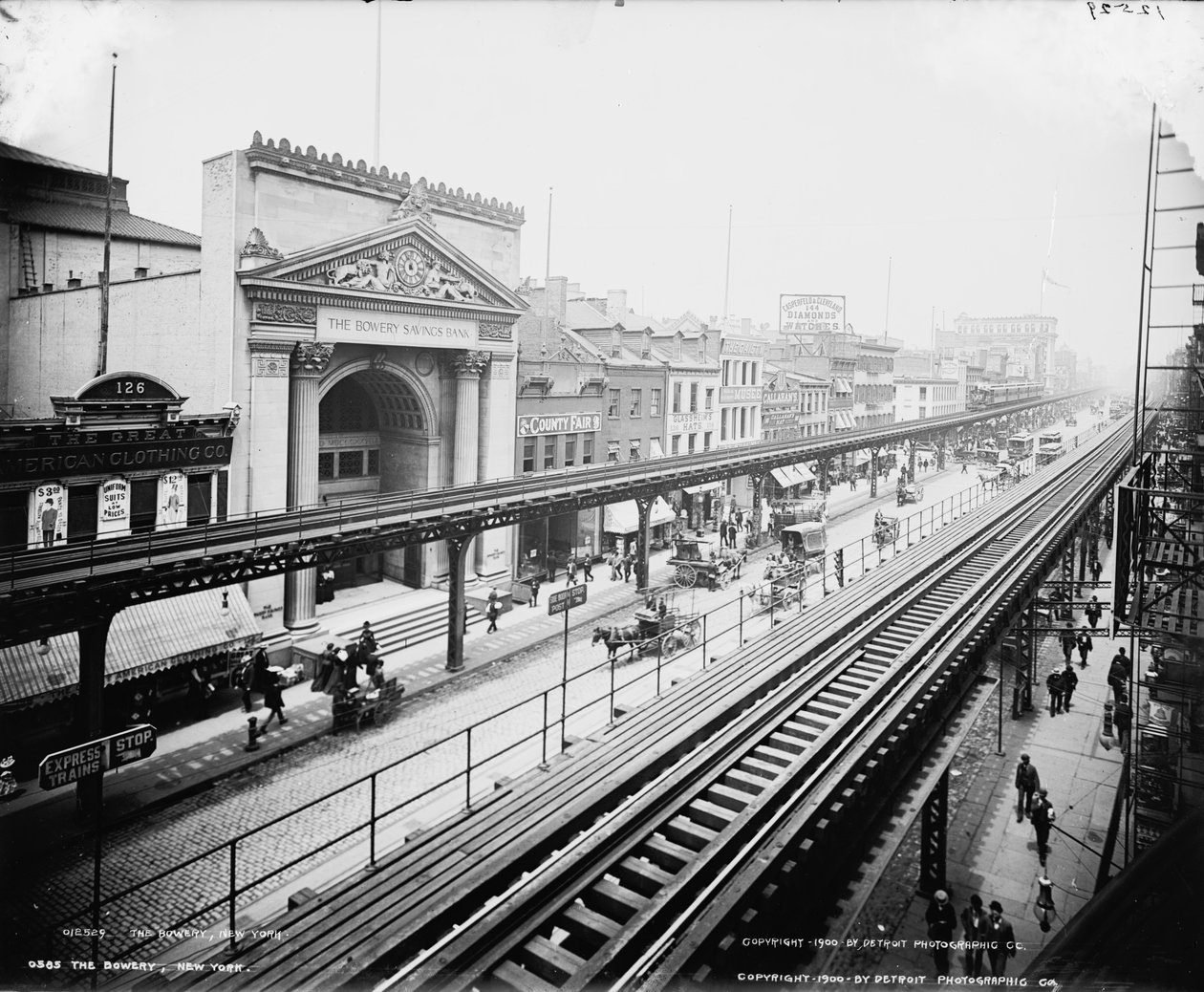 The Bowery，纽约，c.1900 作者 底特律出版公司